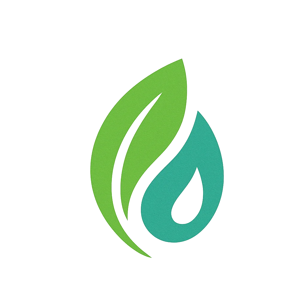 DetoxRoute logo – green leaf and water drop on transparent background